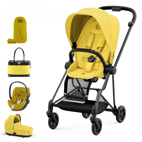 Бебешка количка 3 в 1 Cybex Шаси Mios 3 + Кош за новородено Lux + Тапицерия за седалка + Стол за кола Cloud Z2 i-Size Plus + Чувалче + Чанта